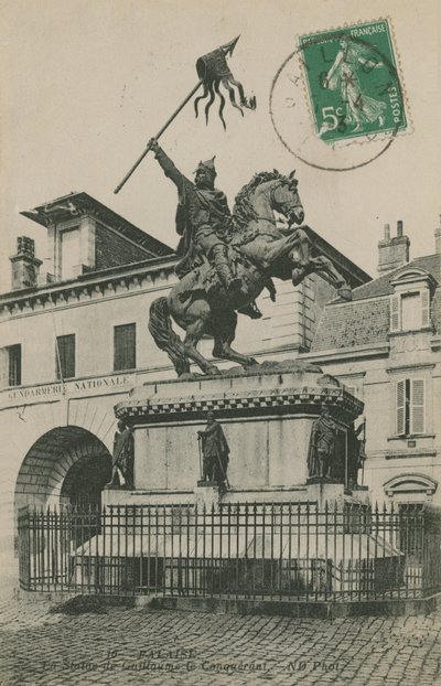 Statue von Wilhelm dem Eroberer, Falaise, Normandie. Postkarte von 1913. von French Photographer